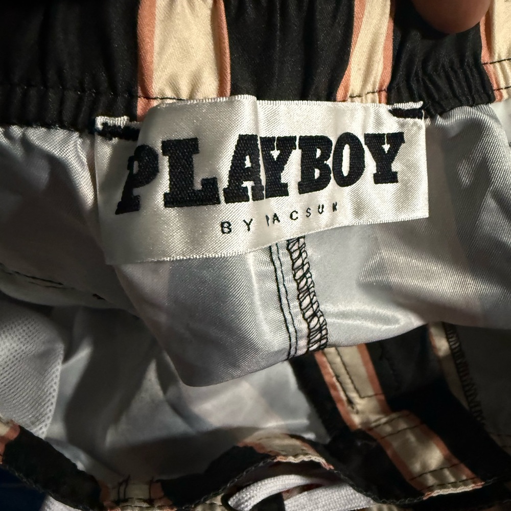 PacSun Playboy Striped Black and Tan Athletic Shorts - Picture 9 of 9